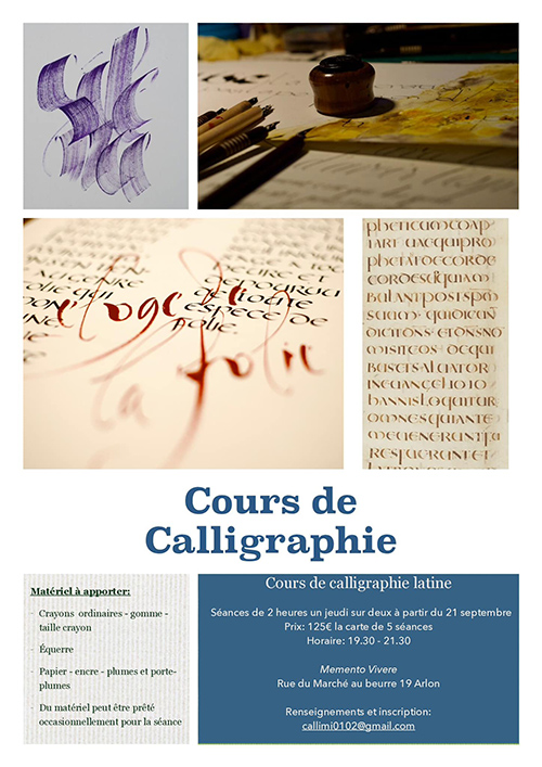 Cours de calligraphie latine à Arlon