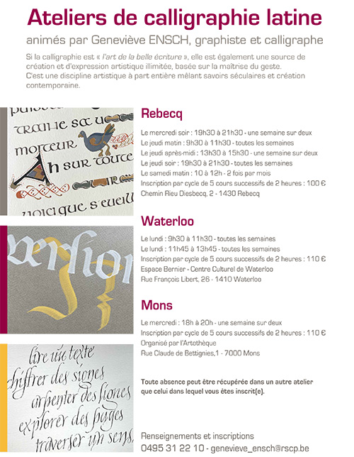 Ateliers de calligraphie latine,...