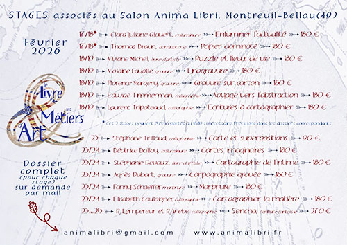 Salon Anima Libri Agenda des stages