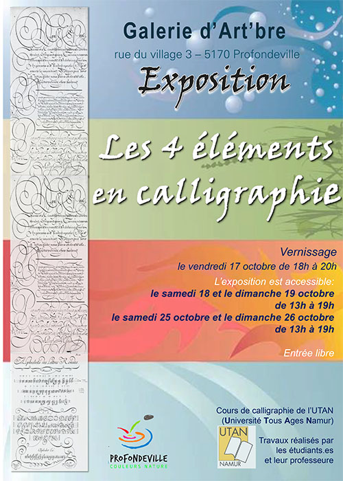 Les quatre éléments en calligraphie,...