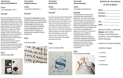 Le programme des stages chez Calli en...