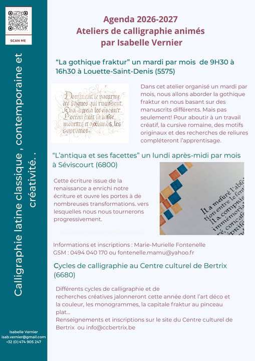 Agenda des cours chez Isabelle...